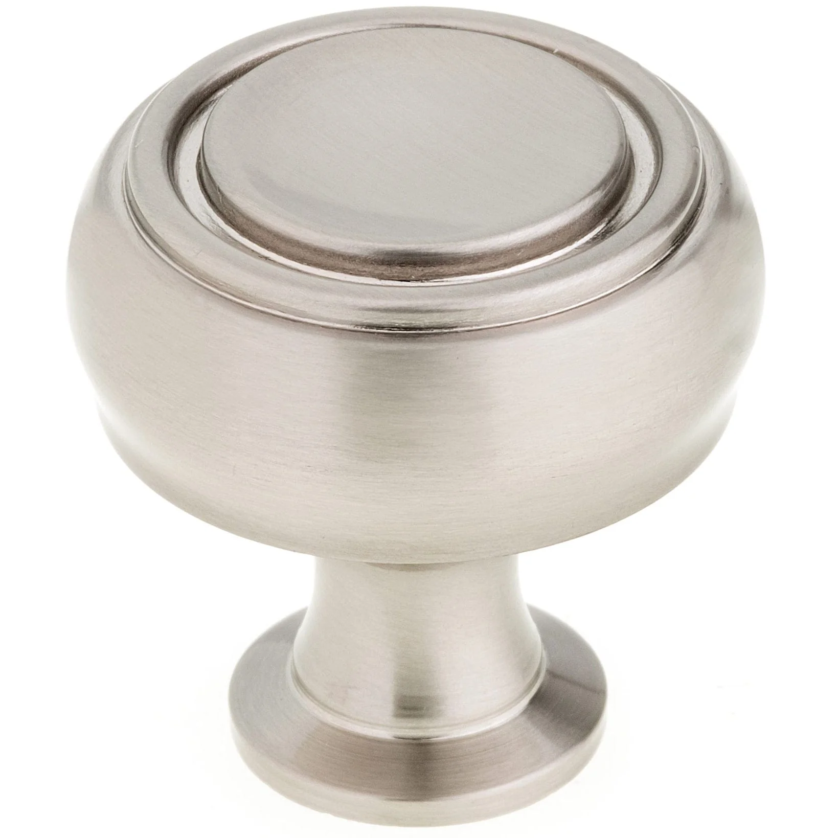 Contemporary Knob – Rings Border – 1-5/16″ D – Brushed Nickel