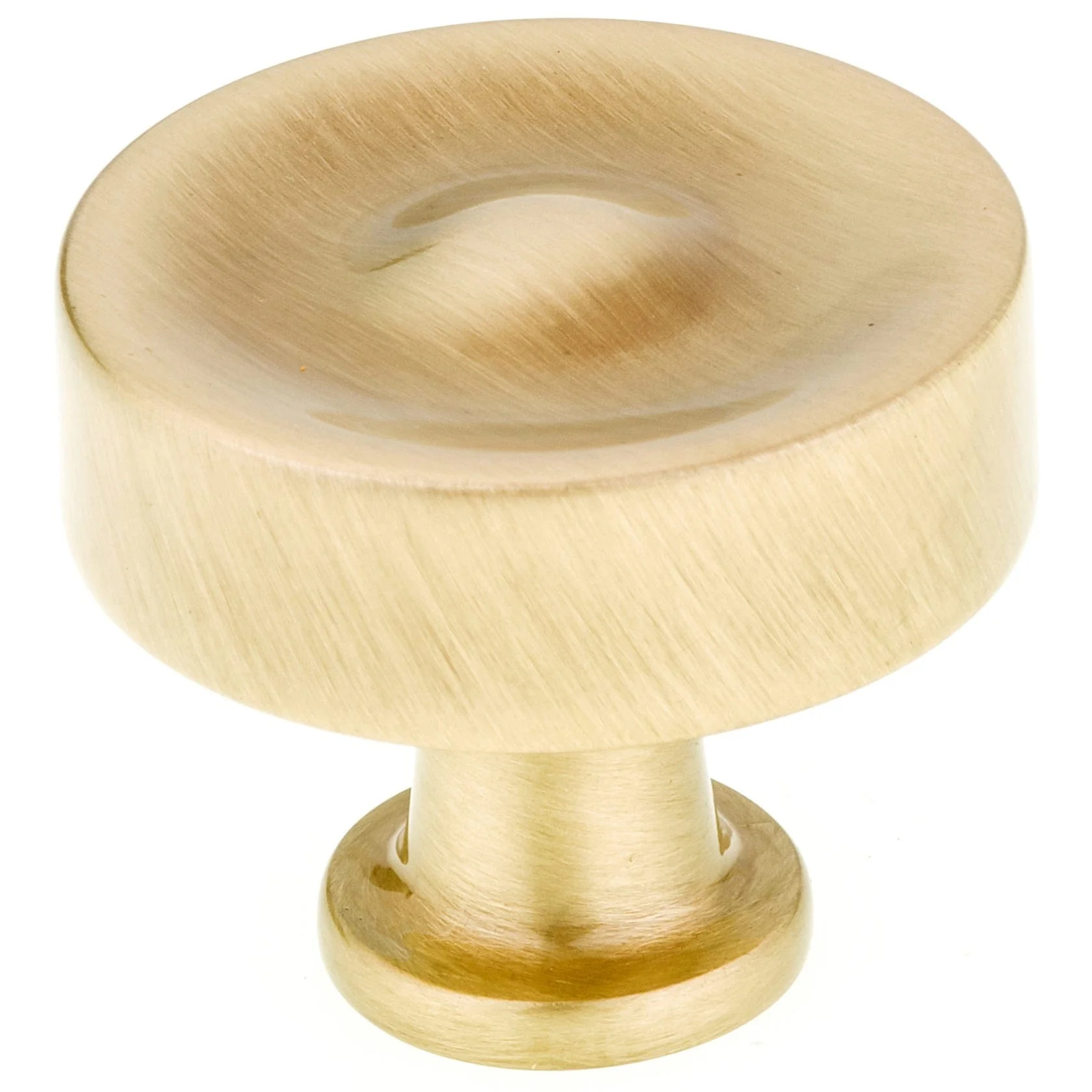 Traditional Metal Round Knob with Concave Surface – 1-3/8″ Diameter, Satin Brass