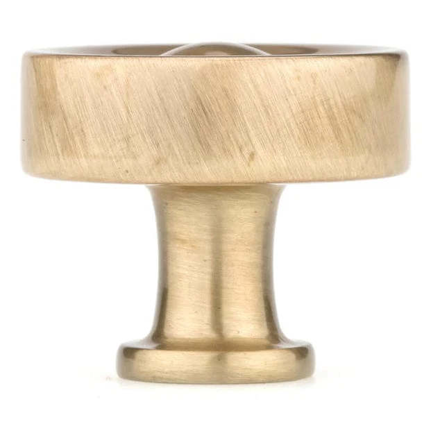 Traditional Metal Round Knob with Concave Surface - 1-3/8" Diameter, Satin Brass - Image 3
