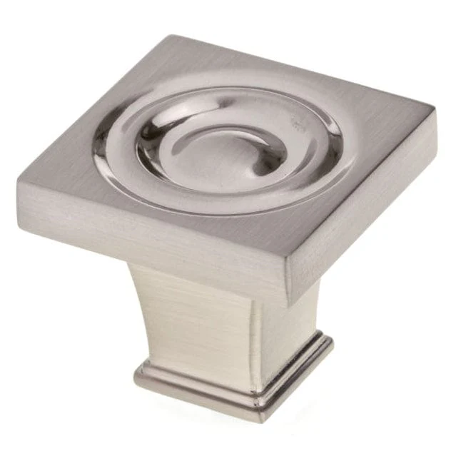 Transitional Knob, 1-3/16" x 1-3/16", Brushed Nickel - Image 1