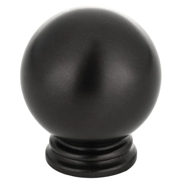 Oversized Bead Shape Traditional Round Knob - 1-3/16" Diameter - Matte Black - Image 1