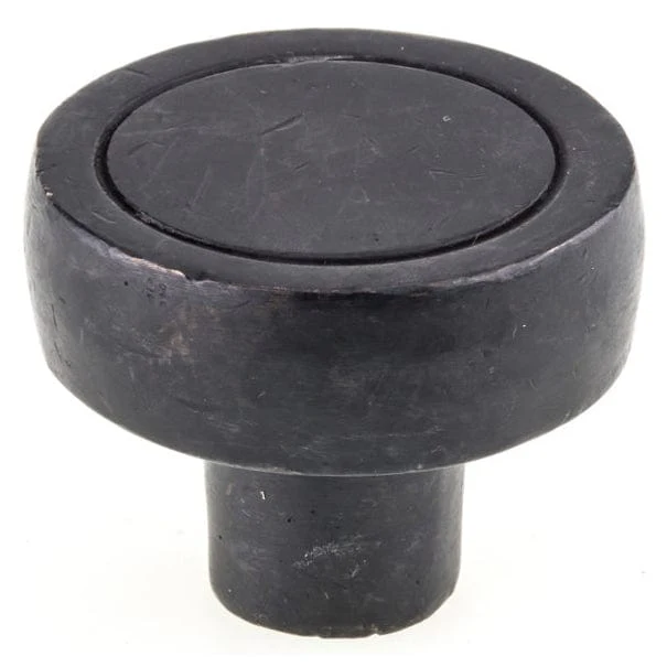 Textured Traditional Round Knob with Ridge - 1-3/4" Diameter - Dark Bronze - Image 1