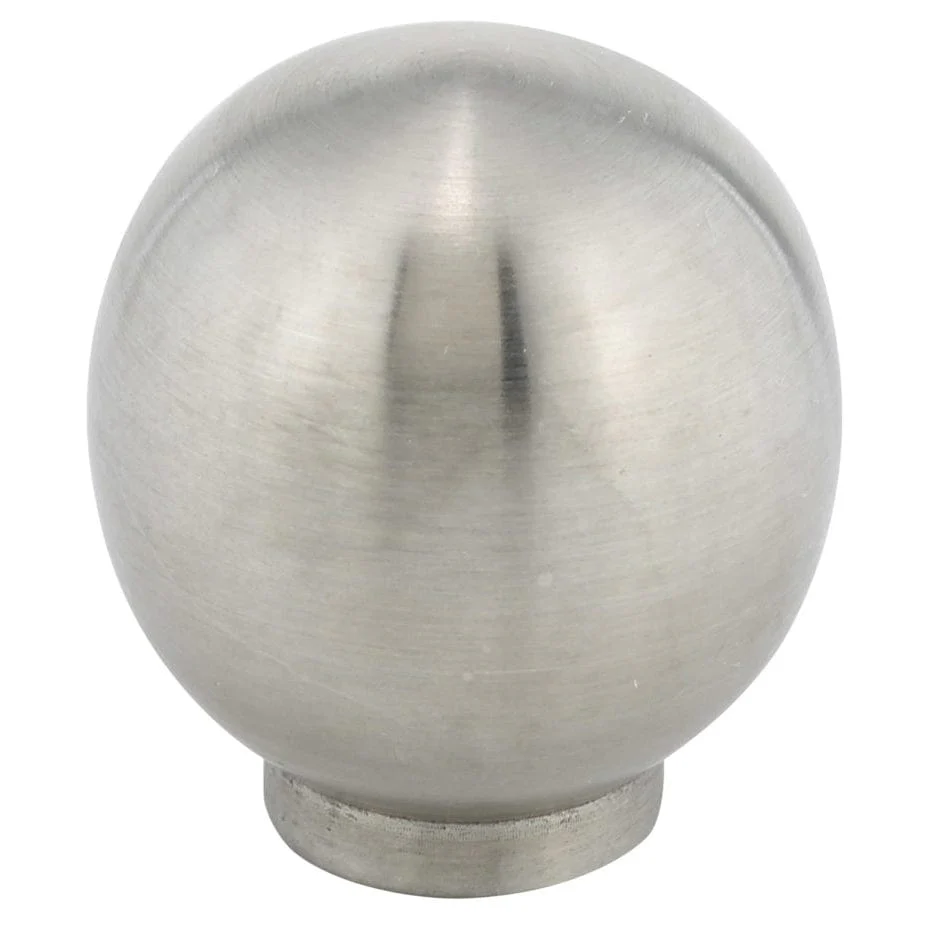 Contemporary Knob, 1-3/16" D, White, Brushed Nickel - Image 1