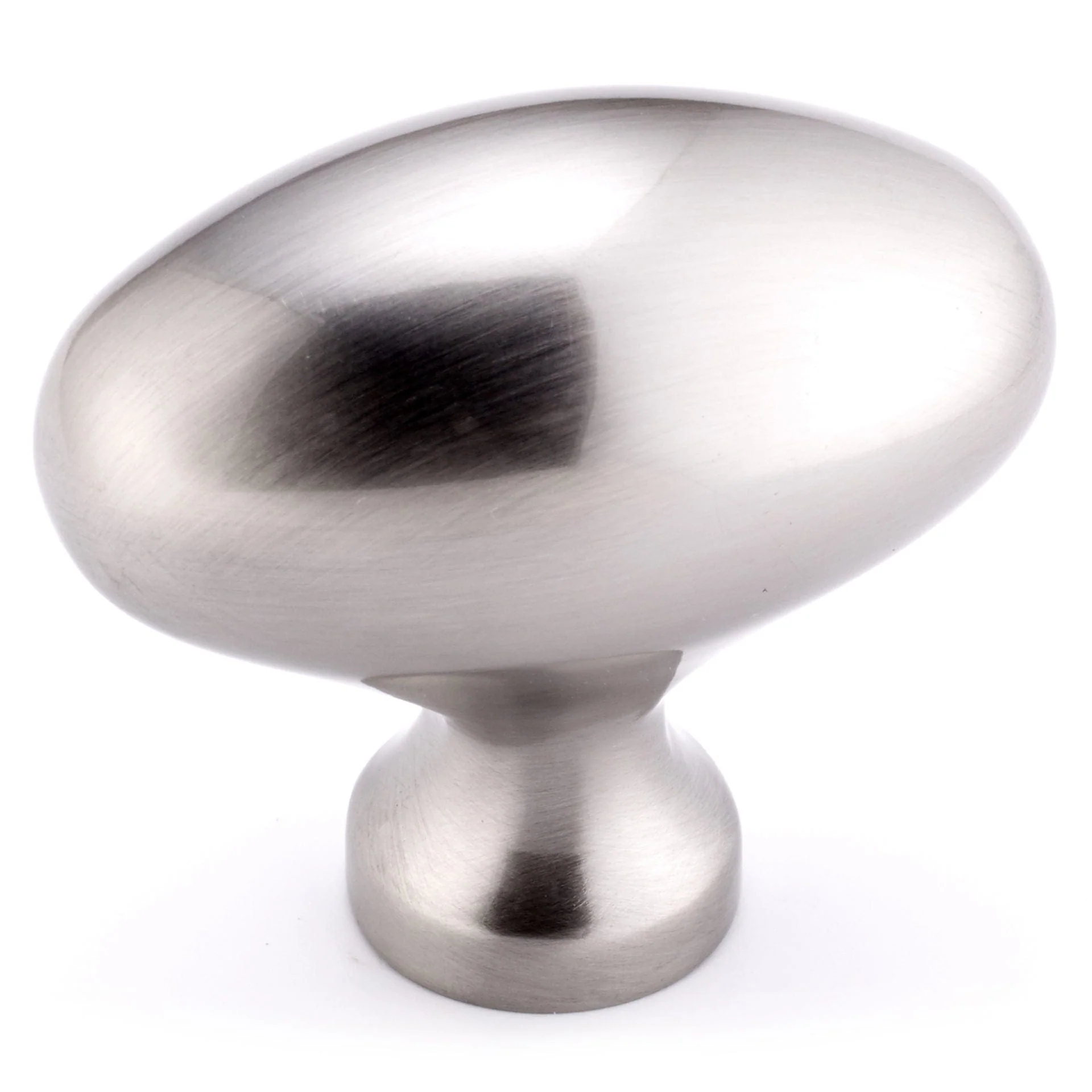 Traditional Oval Knob - 1-31/32" x 1-3/32" - Brushed Nickel - Image 1