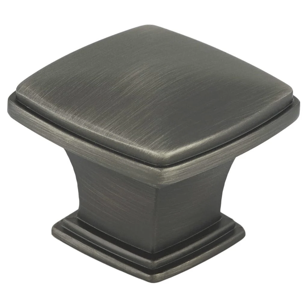 Transitional Square Knob – 1-11/16″ x 1-11/16″ – Antique Nickel