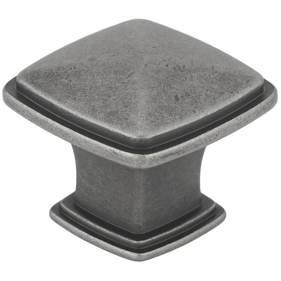 Transitional Knob, 1-7/32" x 1-7/32", Pewter - Image 1