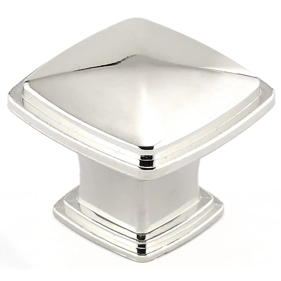 Transitional Knob, 1-7/32" x 1-7/32", Polished Nickel - Image 1
