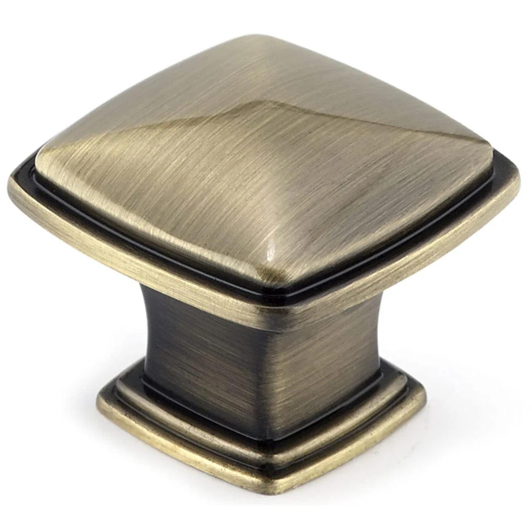 Transitional Knob, 1-7/32" x 1-7/32", Antique English - Image 1
