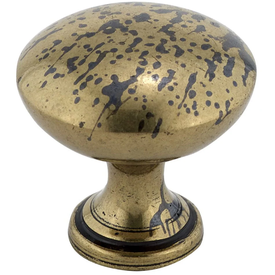 Traditional Knob, 1-3/16" D, Oxidized Brass - Image 1