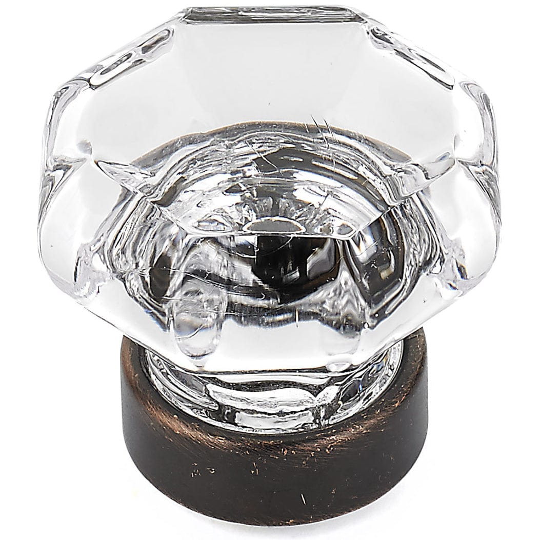 Eclectic Knob - 1-5/16" D - Clear Glass - Brushed Oil-Rubbed Bronze - Image 1