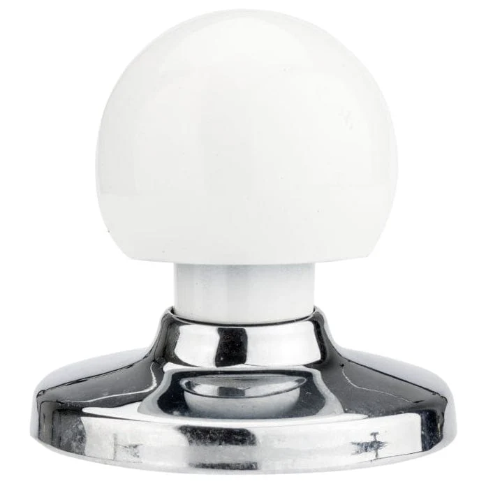 Functional Knob, 1-1/4" D, Chrome, White - Image 3