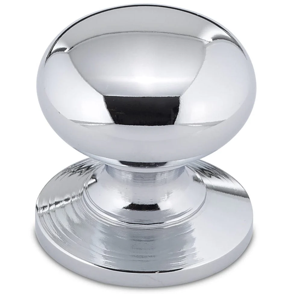 Traditional Mushroom Shape Knob with Flared Base- 1-1/4" Diameter - Chrome - Image 1