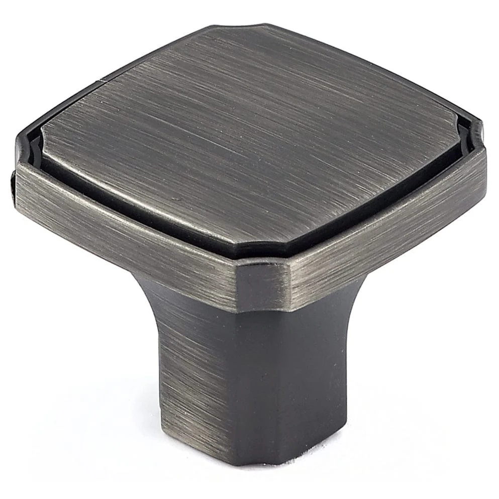 Transitional Knob, 1-3/8" x 1-3/8", Antique Nickel - Image 1