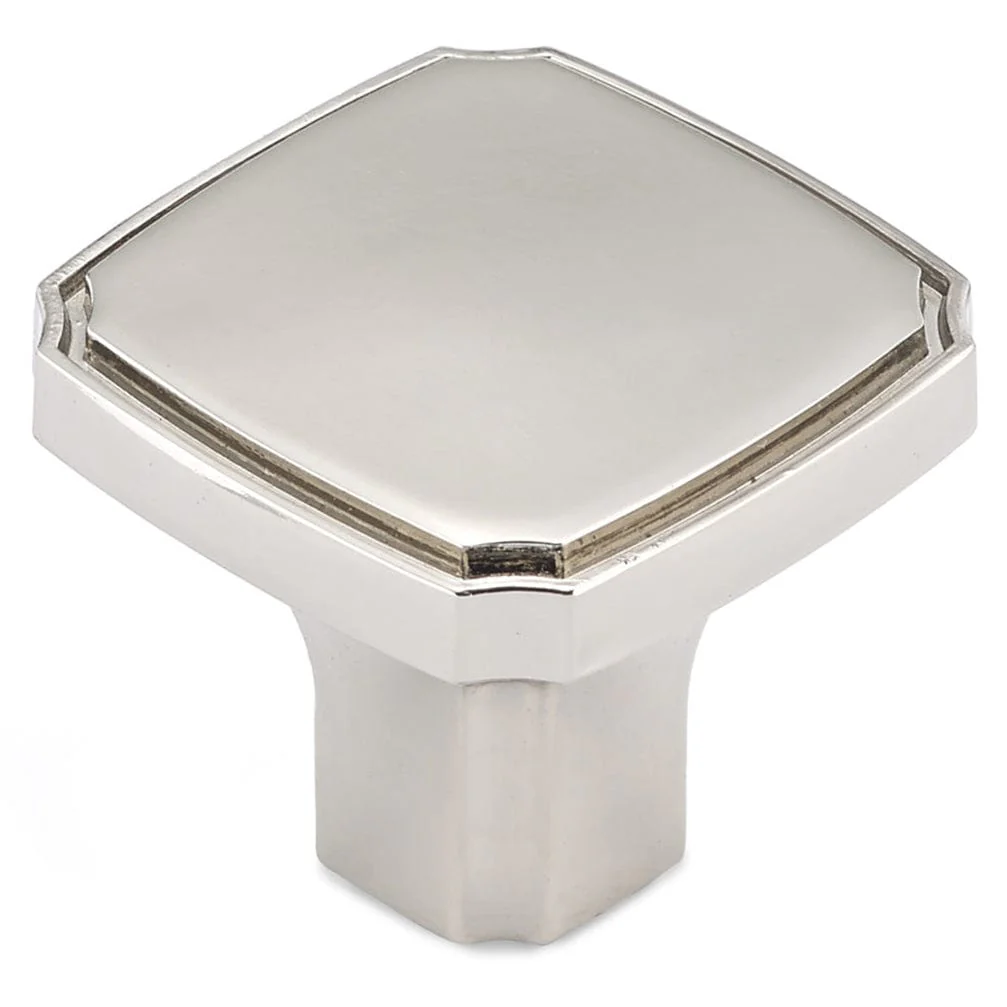 Transitional Knob, 1-3/8" x 1-3/8", Polished Nickel - Image 1