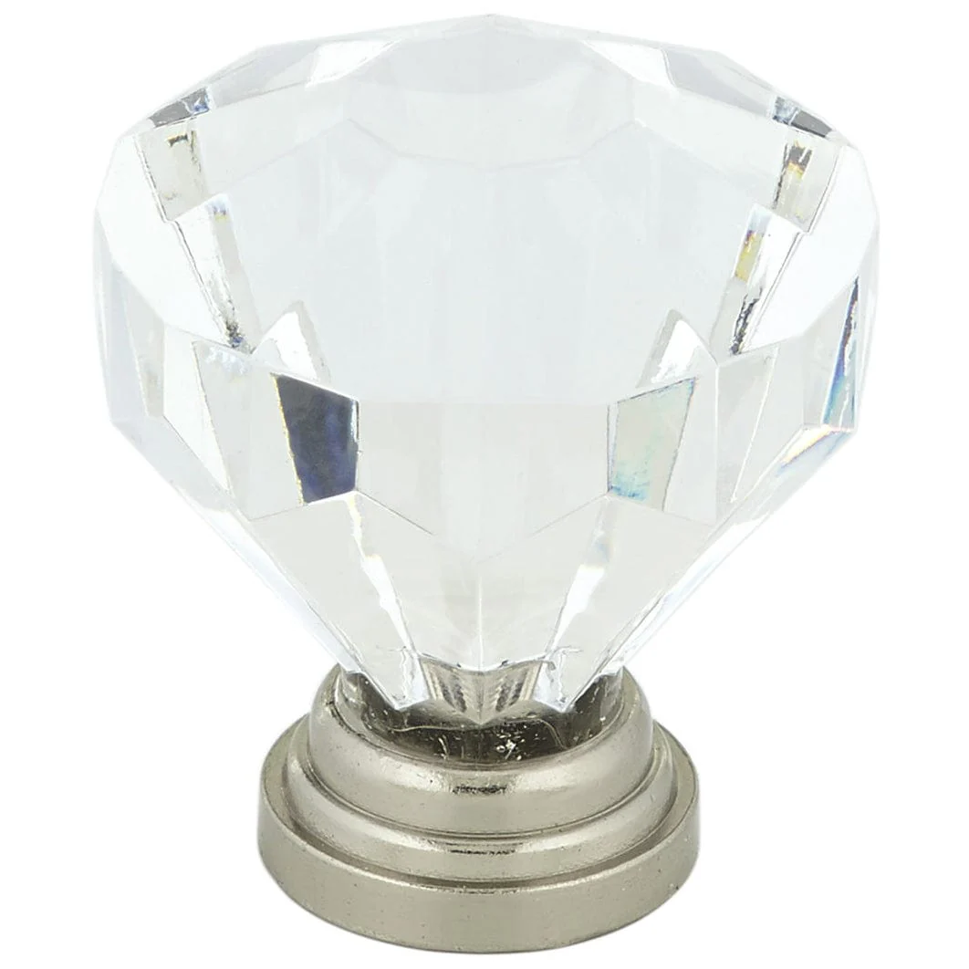 Eclectic Knob, 1-1/4" D, Clear, Brushed Nickel - Image 1