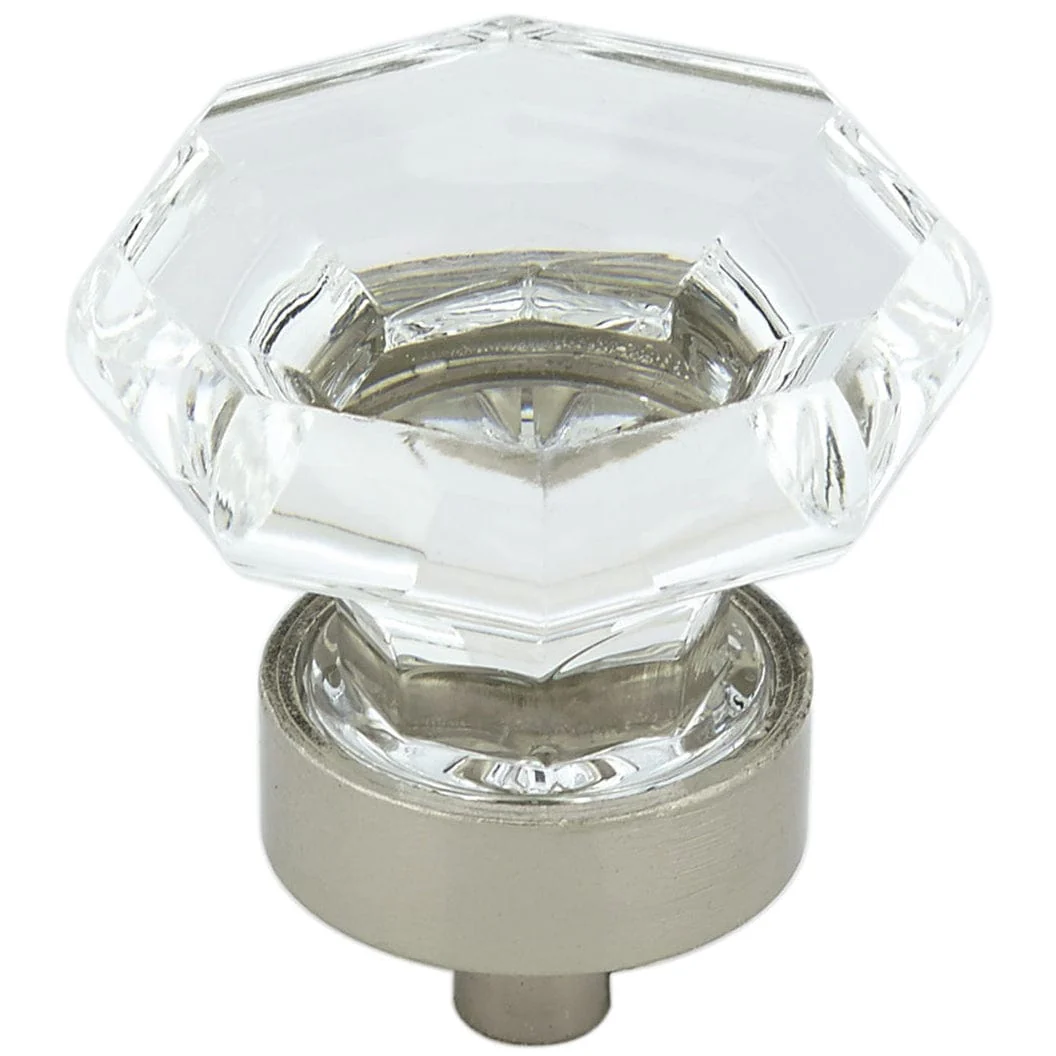 Eclectic Knob, 1-3/8" D, Brushed Nickel, Clear - Image 1