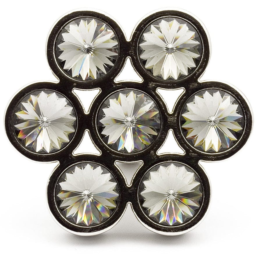 Contemporary Knob, 1-7/8″ x 1-23/32″, Smoked Crystal, Chrome