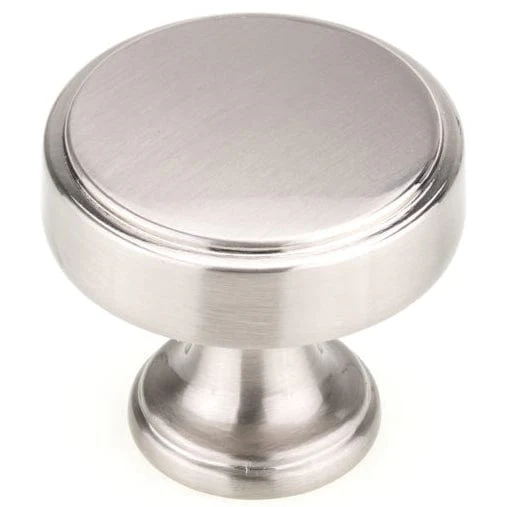 Transitional Step Faced Round Knob with Flared Stepped Base - 1-9/16" Diameter - Brushed Nickel - Image 1