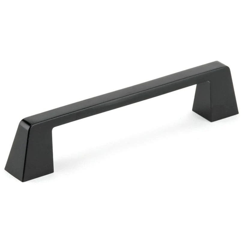 Contemporary Metal Pull with Flared Feet - 5-1/16" Center-to-Center - 6-13/32" OL - Matte Black - Image 1