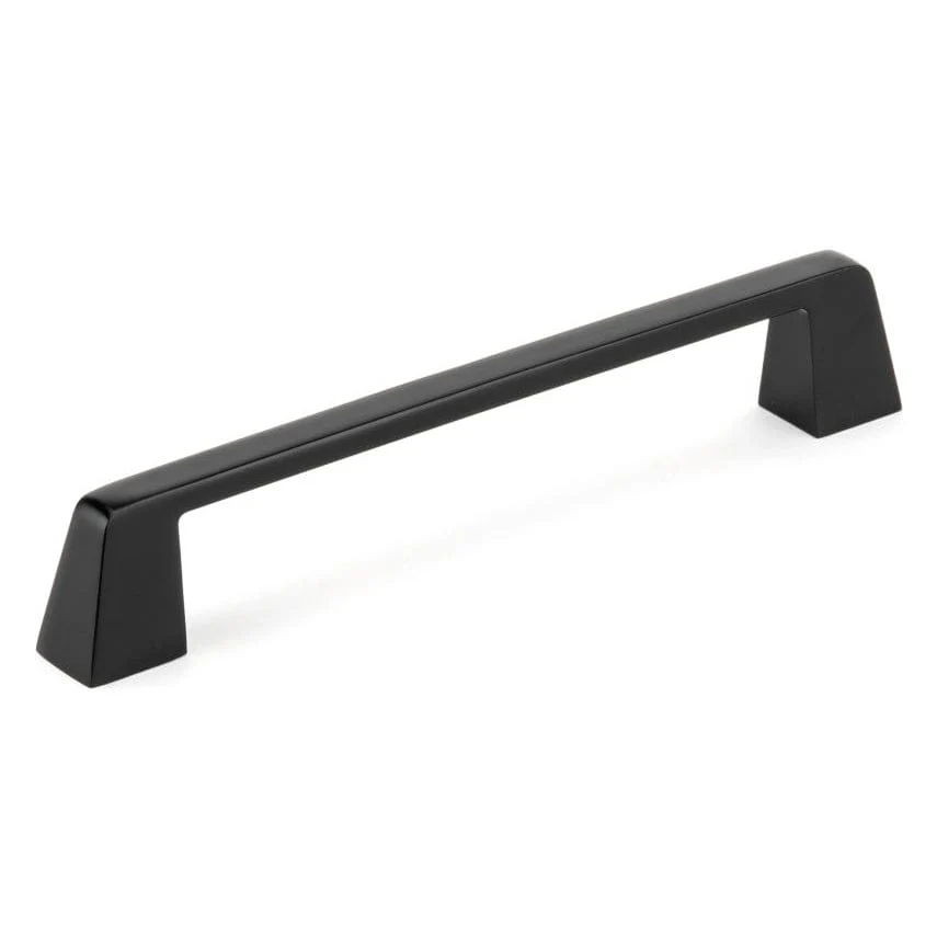Contemporary Metal Pull with Flared Feet - 6-5/16" Center-to-Center - 7-11/16" OL - Matte Black - Image 1