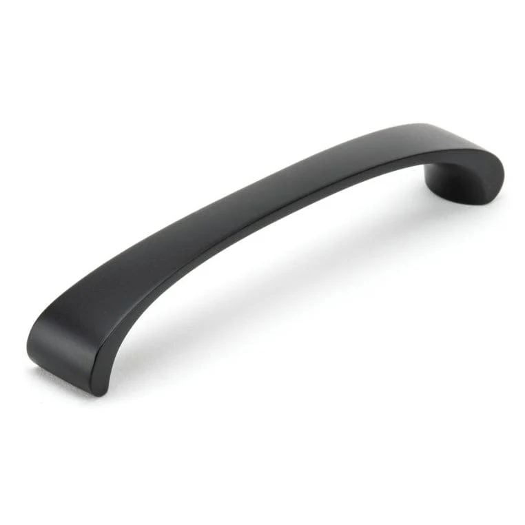 Modern Contemporary Arched Pull with Rounded Flared Ends – 5-1/16″ Center-to-Center – Matte Black – 5-5/8″ L