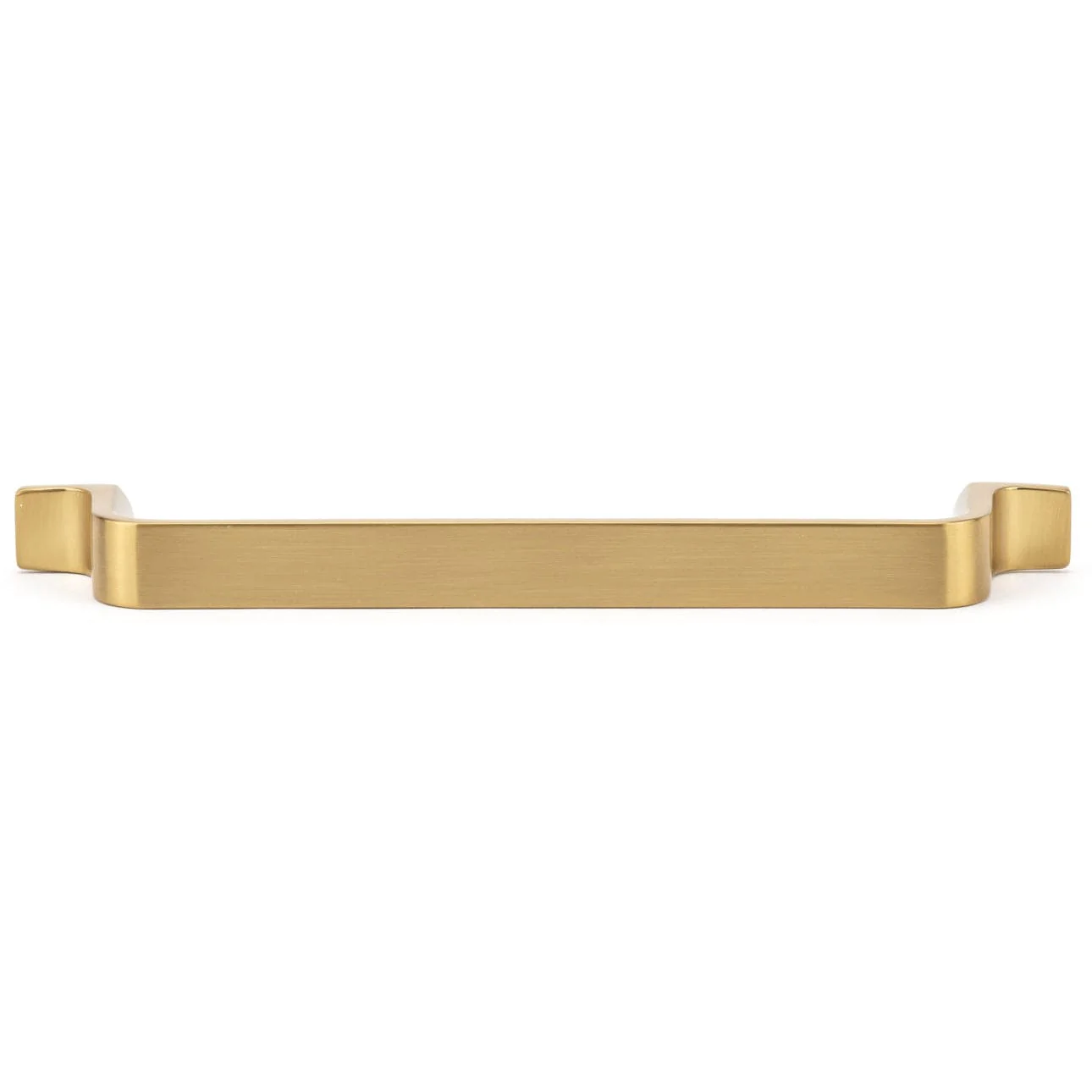 Contemporary Pull with Rounded Corners and L-shaped Feet - 6-5/16" Center-to-Center - 7-23/32" OL - Aurum Brushed Gold - Image 2