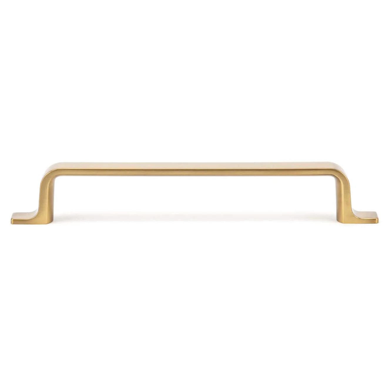Contemporary Pull with Rounded Corners and L-shaped Feet - 6-5/16" Center-to-Center - 7-23/32" OL - Aurum Brushed Gold - Image 3