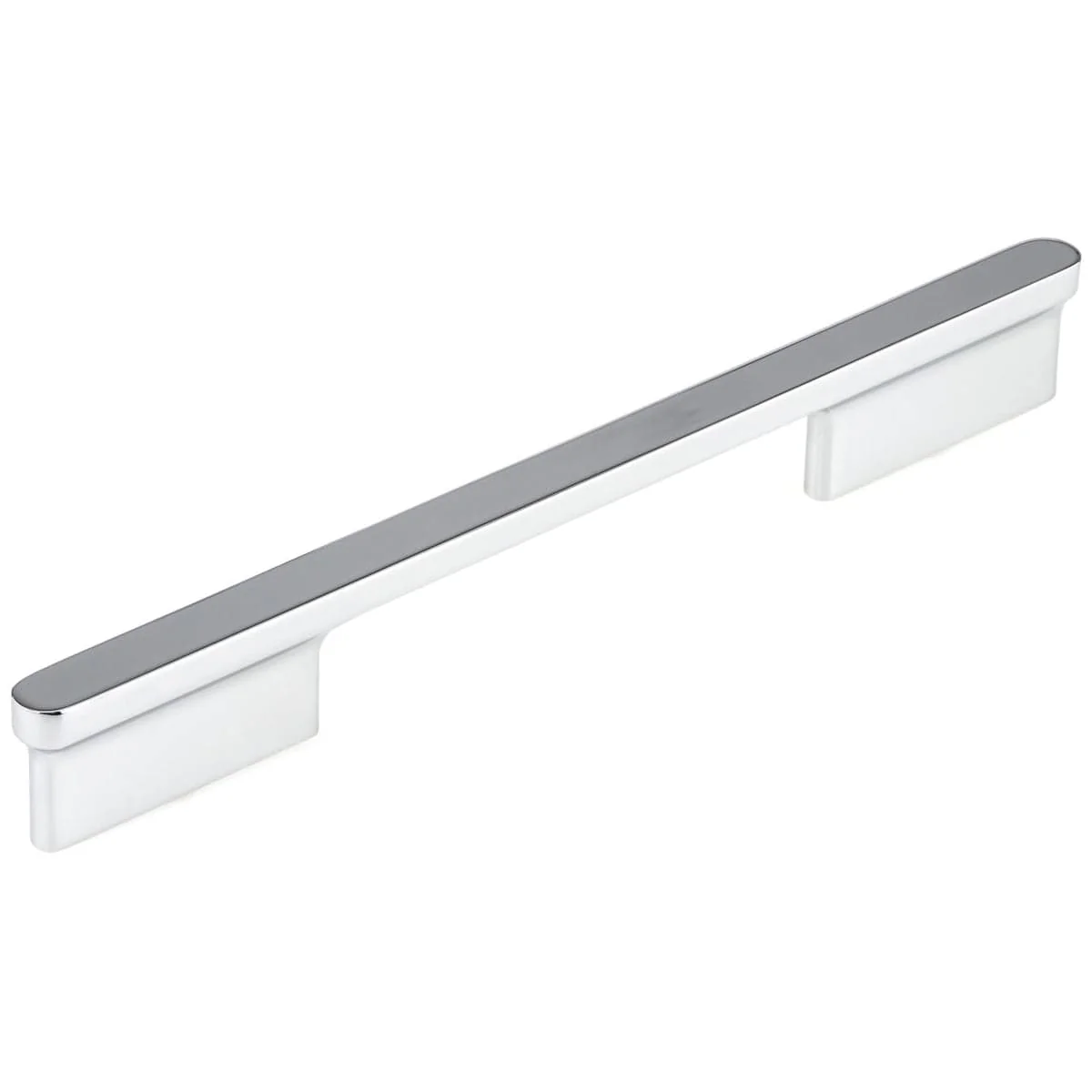 Contemporary Pull with Rounded Ends and Elongated Posts - 6-5/16" Center-to-Center - 8-21/32" OL - Chrome - Image 1