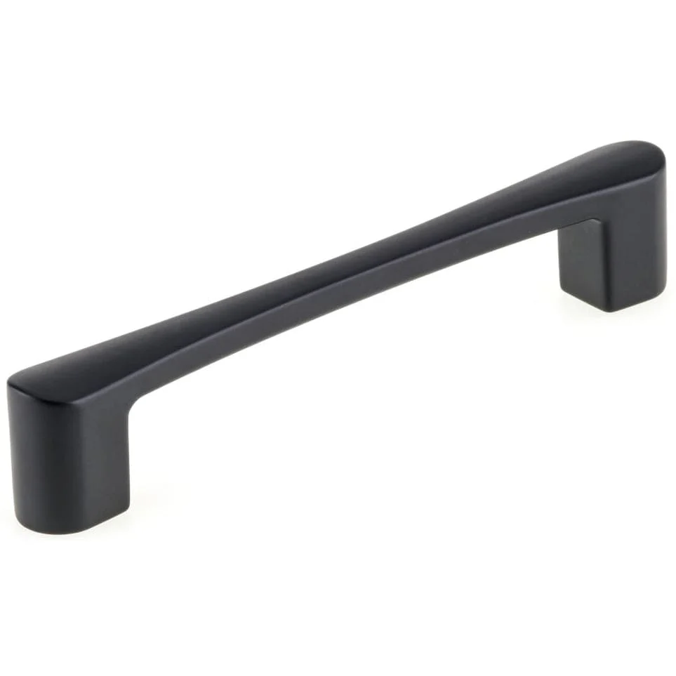 Contemporary Arched Pull with Rounded Flared Ends - 5-1/16" Center-to-Center - Matte Black 5-21/32" OL - Image 1