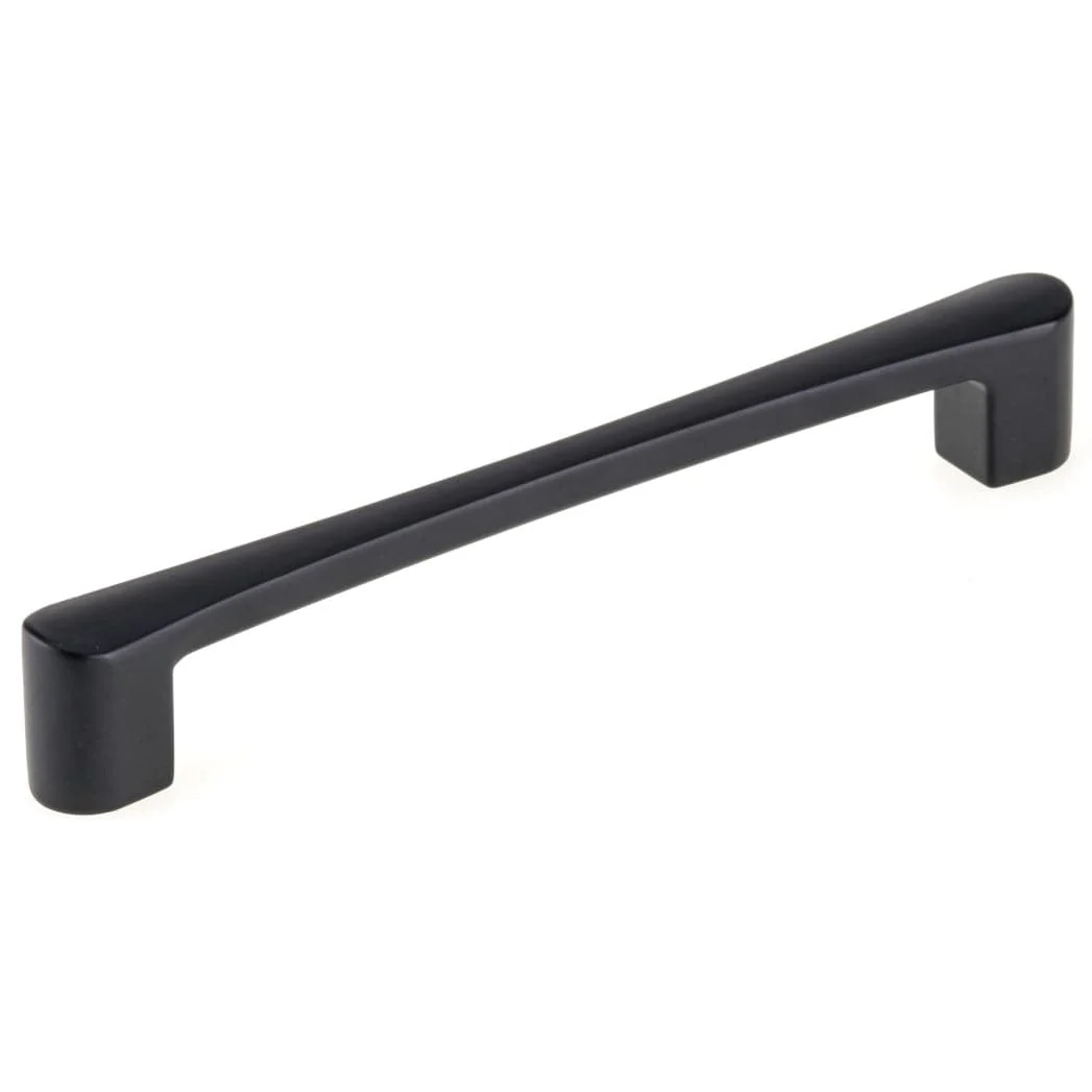 Contemporary Metal Pull with Rounded Flared Ends - 6-5/16" Center-to-Center - 6-15/16" OL - Matte Black - Image 1