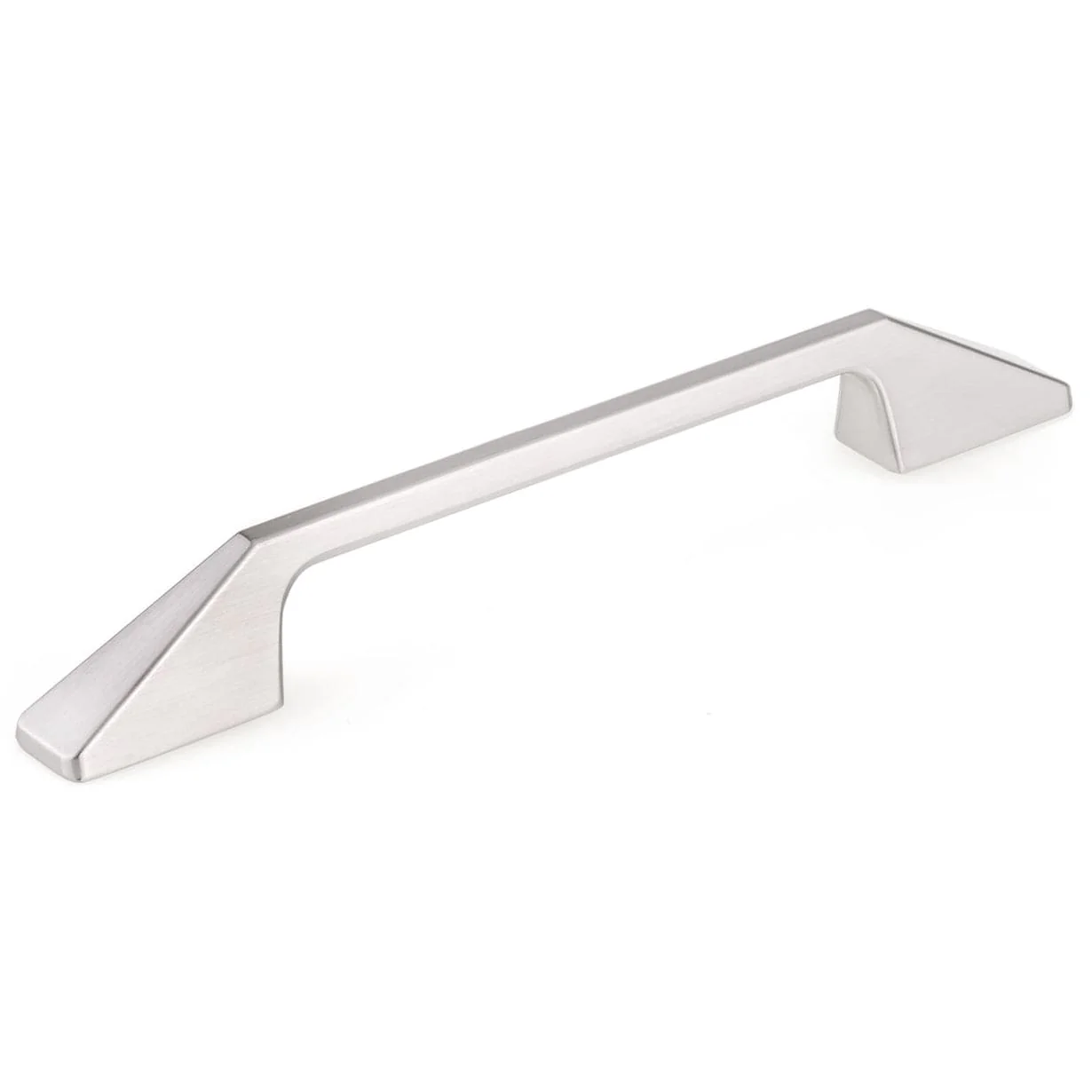 Contemporary Pull with Flared Geometric Posts - 6-5/16" Center-to-Center - 8-9/32" OL - Brushed Nickel - Image 1