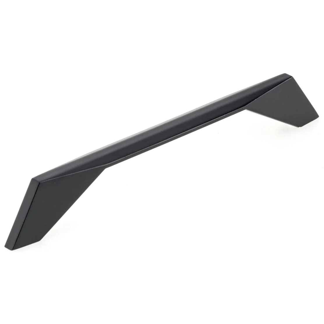 Contemporary Pull with Flared Geometric Posts - 6-5/16" Center-to-Center - 7-5/32" OL - Matte Black - Image 1
