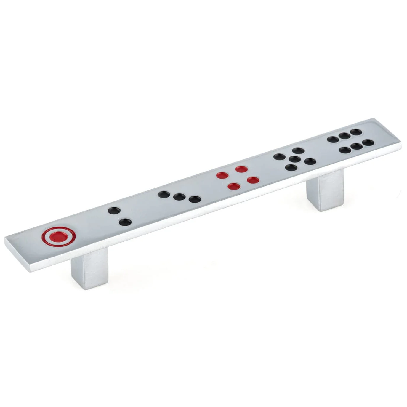 Eclectic Pull, 3-3/4" Center-to-Center, Chrome, Dice Pattern - Image 1
