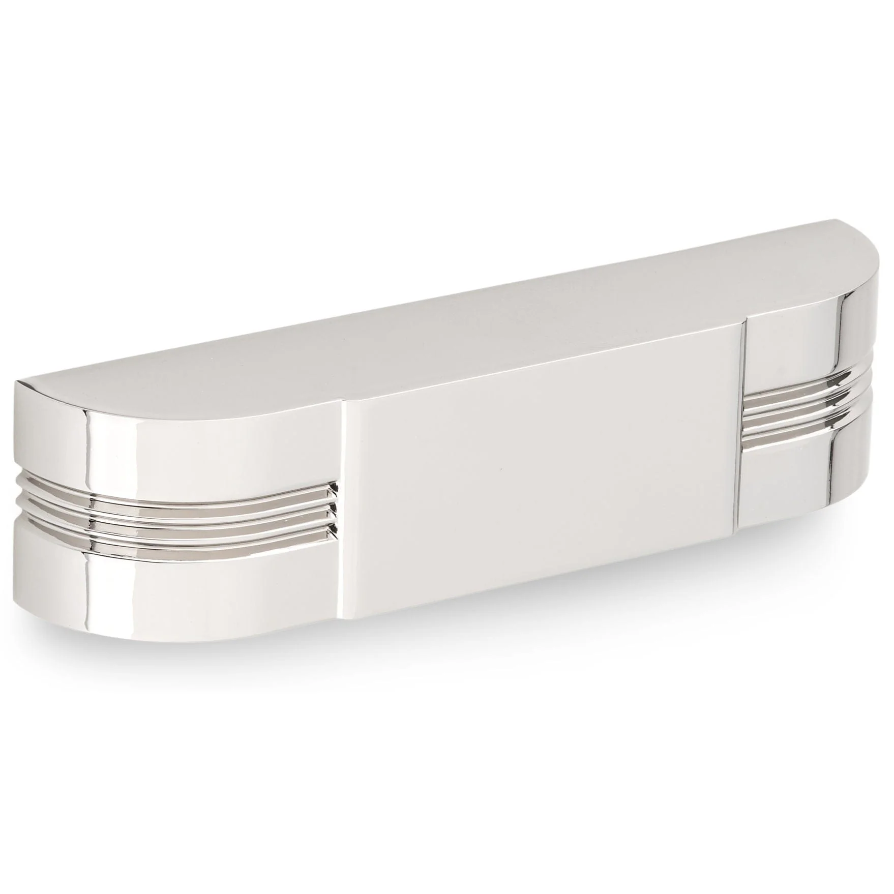 Art Deco Inspired Transitional Metal Pull – Polished Nickel – 5-1/32″ Center-to-Center – 5-21-32″ L
