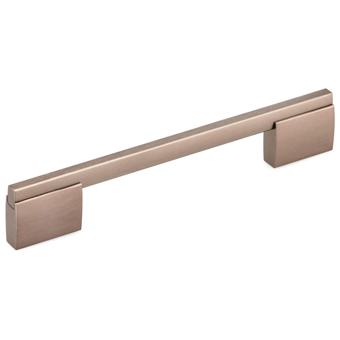 Contemporary Pull with Wide Posts and Rectangular Handle - 7-9/16" Center-to-Center - 8-1/32" OL - Oriental Bronze - Image 1