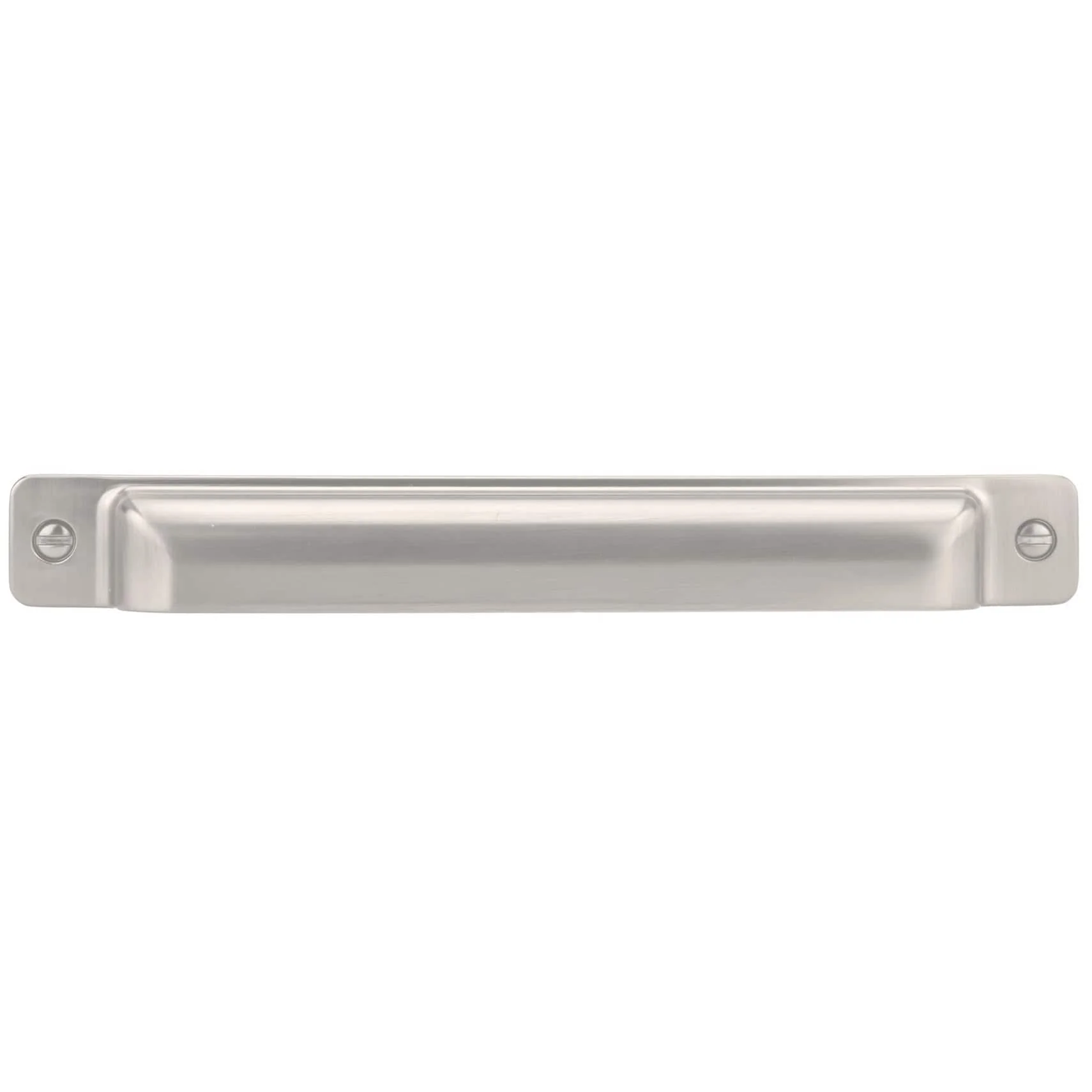 Transitional Cup Pull, 7-9/16″ Center-to-Center, Brushed Nickel