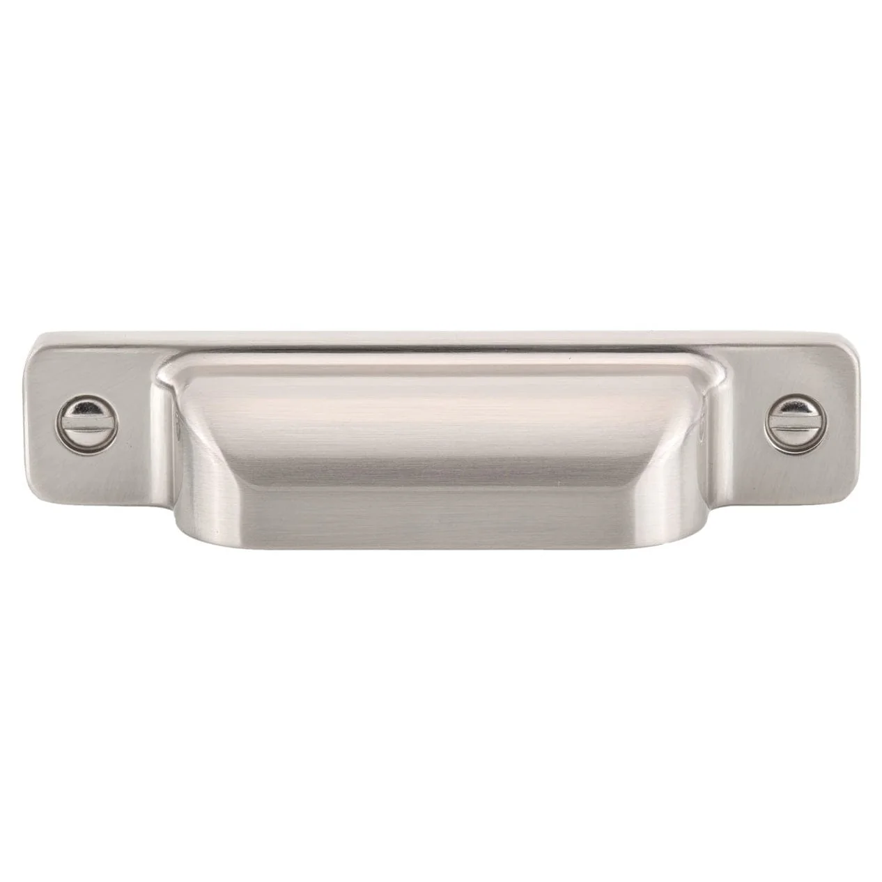Transitional Cup Pull, 3-3/4″ Center-to-Center, Brushed Nickel