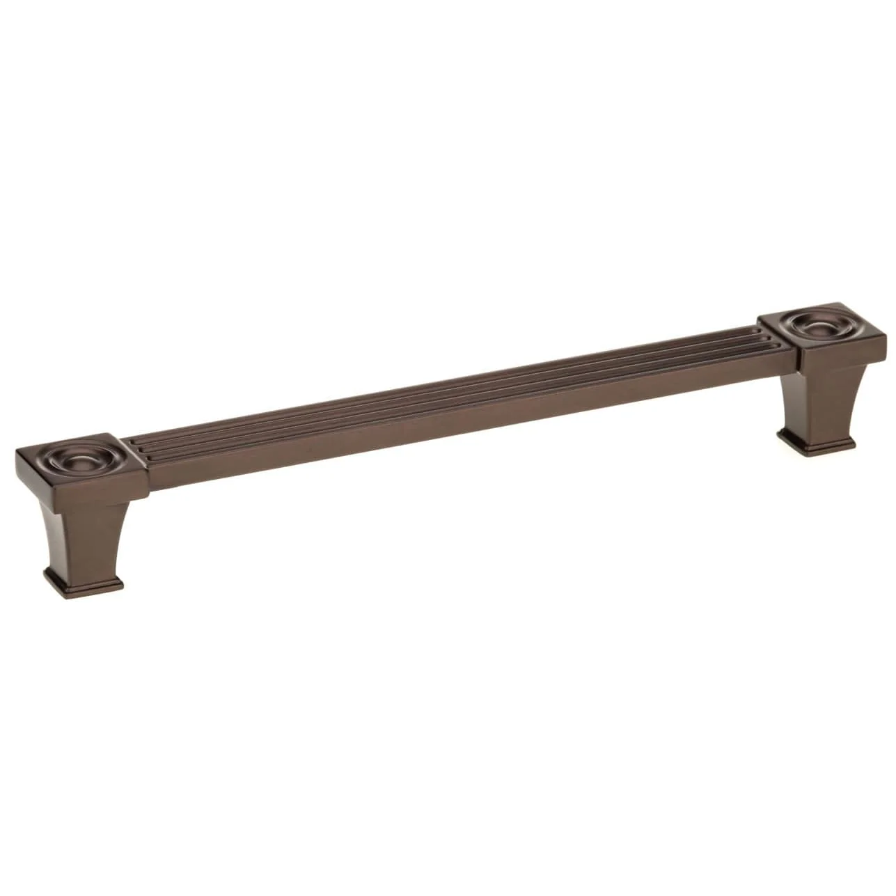 Art Deco Style Transitional Pull - 7-9/16" Center-to-Center - 8-1/2" OL - Honey Bronze - Image 1