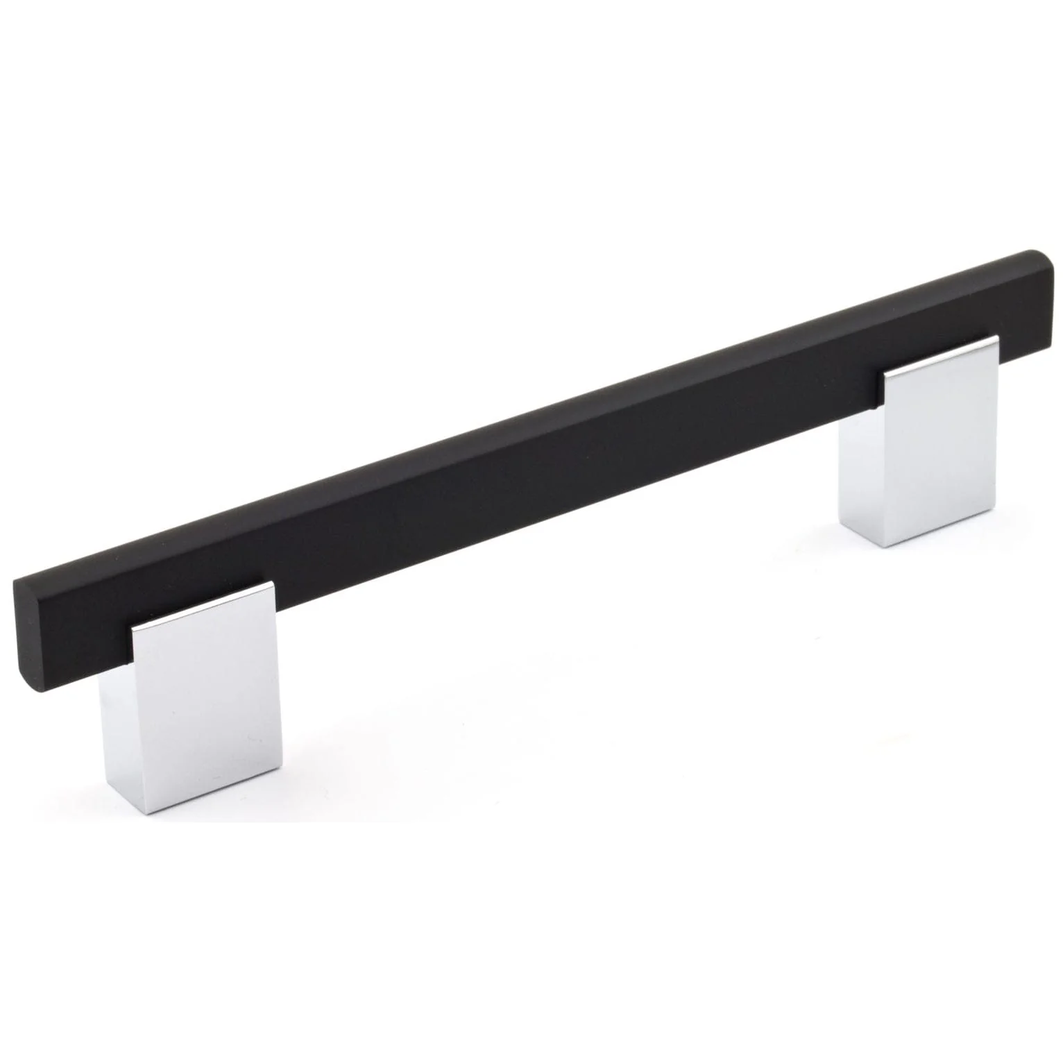 Contemporary Pull, 5-1/16" Center-to-Center, Chrome, Matte Black - Image 1