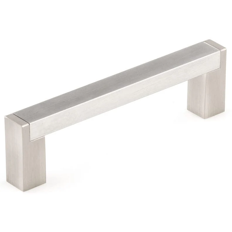 Contemporary Pull - 3-3/4" Center-to-Center - 15/32" W x 4-9/32" L - Brushed Nickel - Image 1