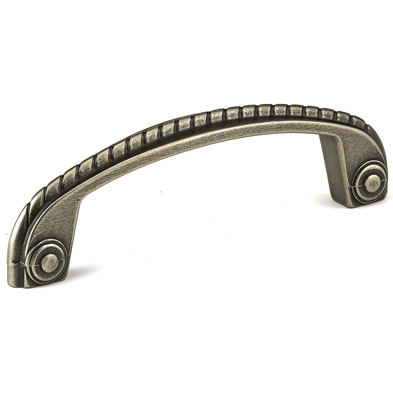 Traditional Pull with Decorative Rope Twists - 3-3/4" Center-to-Center - 4-17/32" OL - Pewter - Image 1