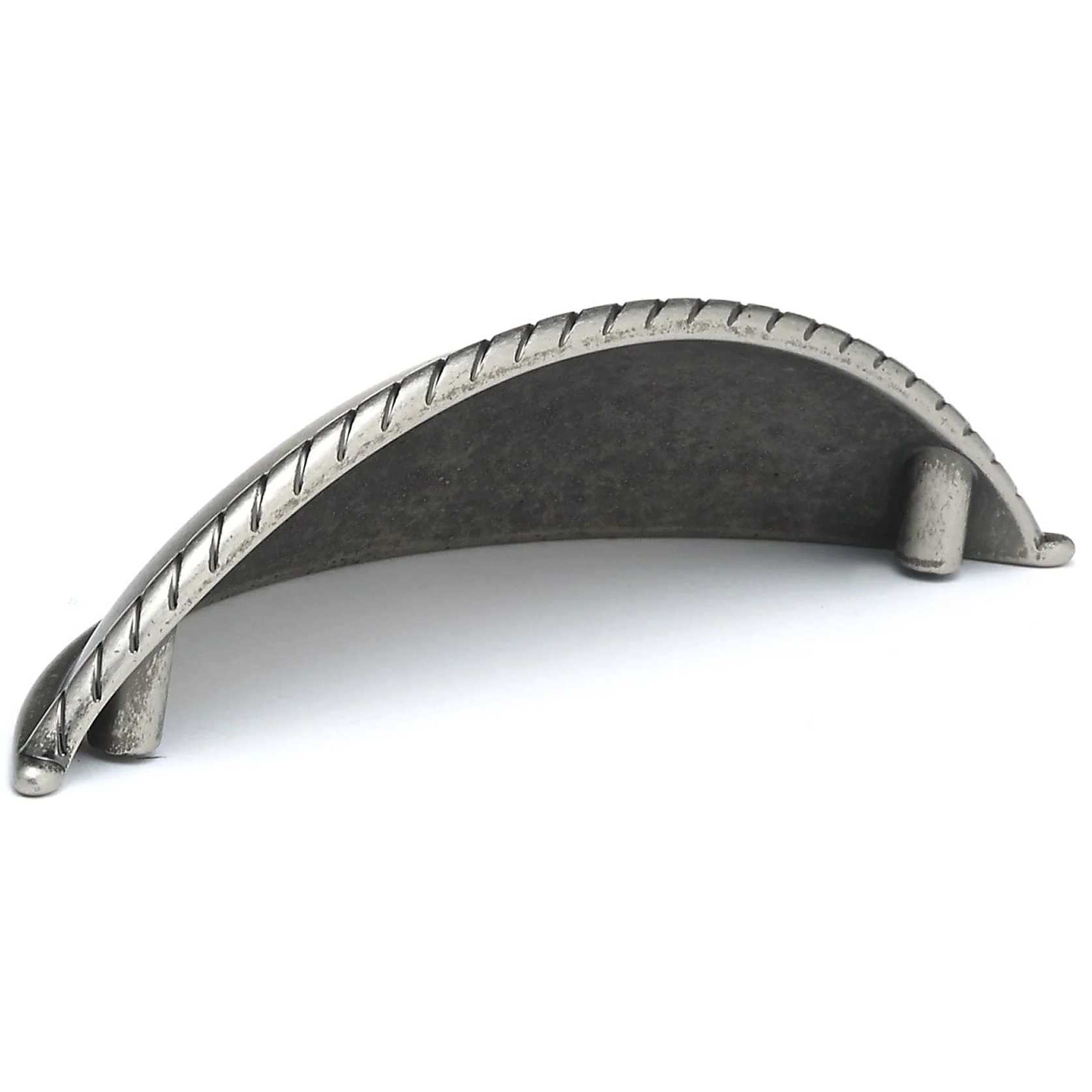 Traditional Cup Pull with Braided Rope Detail - 3-3/4" Center-to-Center - 5" OL - Pewter - Image 1