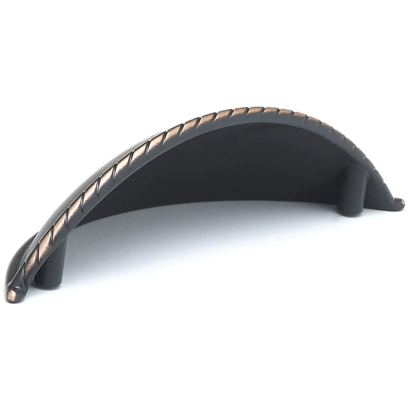 Traditional Cup Pull with Braided Rope Detail - 3-3/4" Center-to-Center - 5" OL - Brushed Oil-Rubbed Bronze - Image 1