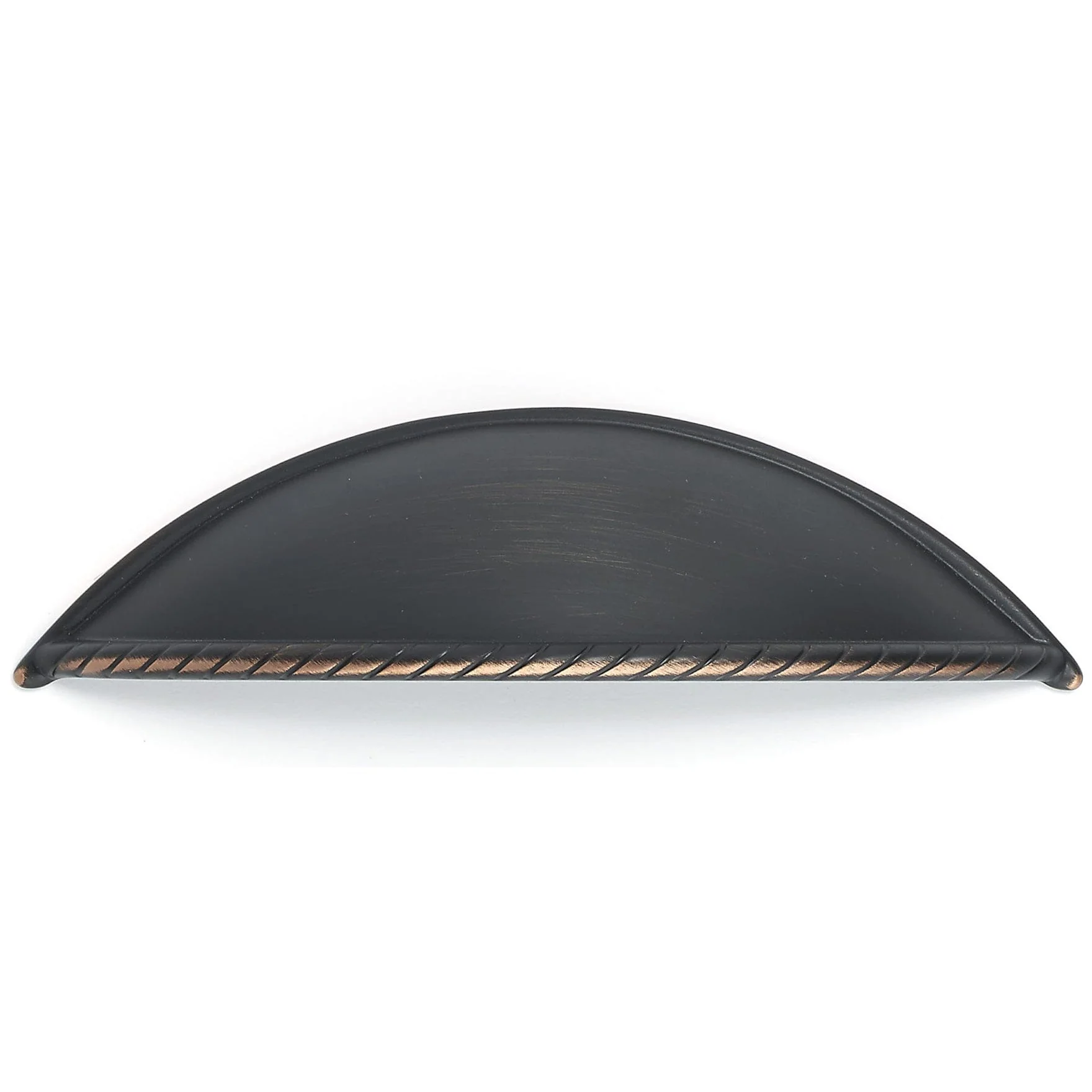 Traditional Cup Pull with Braided Rope Detail - 3-3/4" Center-to-Center - 5" OL - Brushed Oil-Rubbed Bronze - Image 2