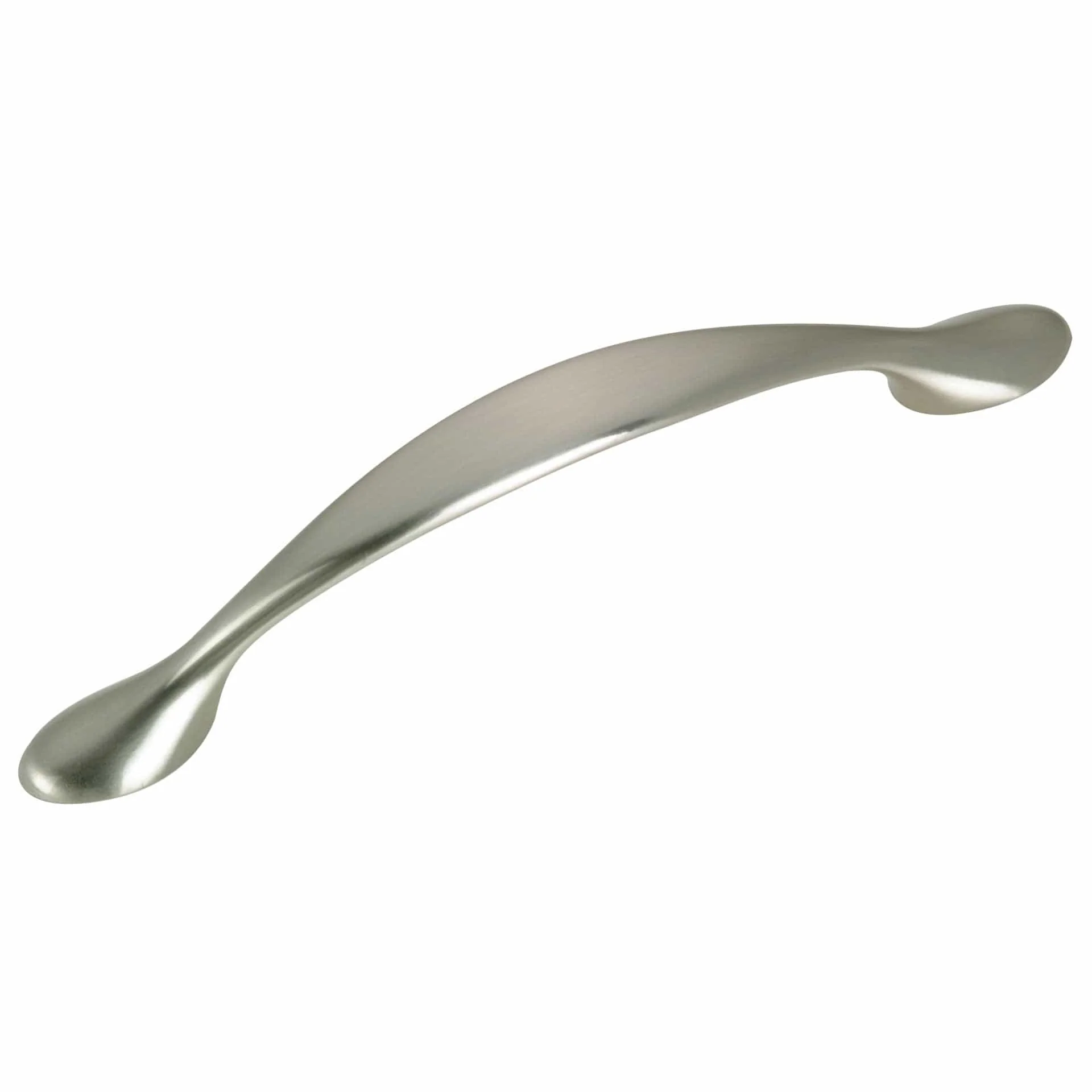 Traditional Arched Bow Pull with Flared Base - 3-3/4" Center-to-Center - 4-29/32" OL - Brushed Nickel - Image 1