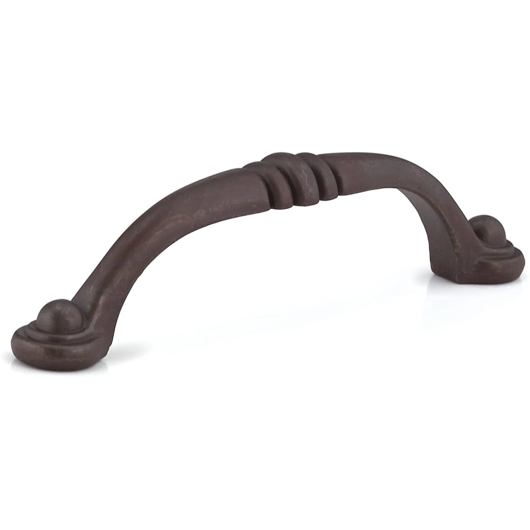 Rustic Traditional Pull with Center Detail – 3-3/4″ Center-to-Center – 4-9/32″ OL – Rust