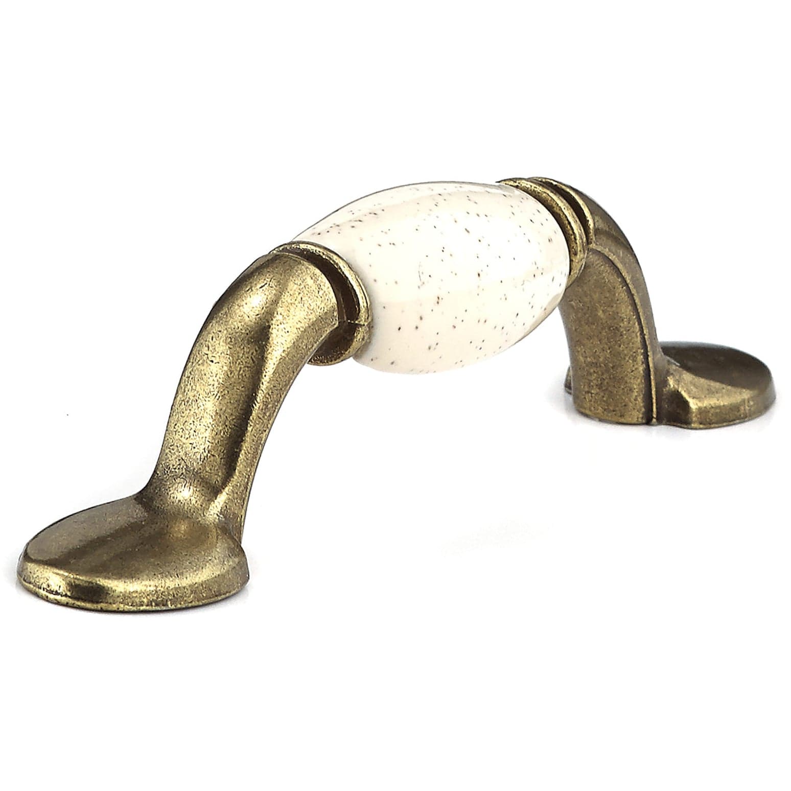 Traditional Pull, 3" Center-to-Center, Oatmeal, Burnished Brass - Image 1
