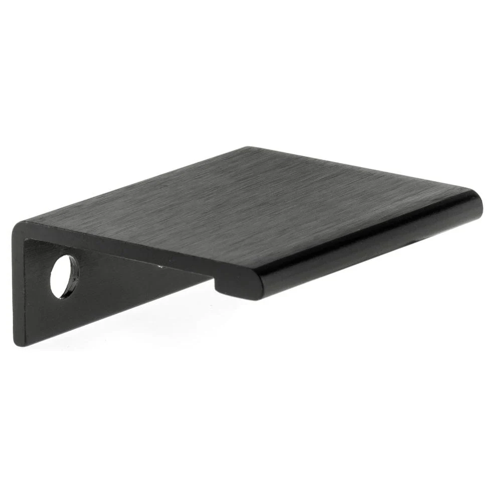 Contemporary Edge Pull, 1-5/16" Center-to-Center, Brushed Black - Image 1