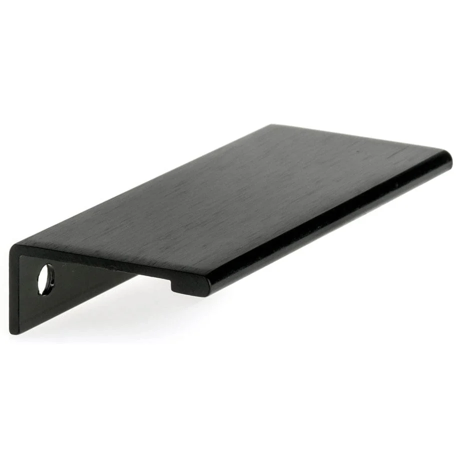 Contemporary Edge Pull, 3-1/8" Center-to-Center, Brushed Black - Image 1