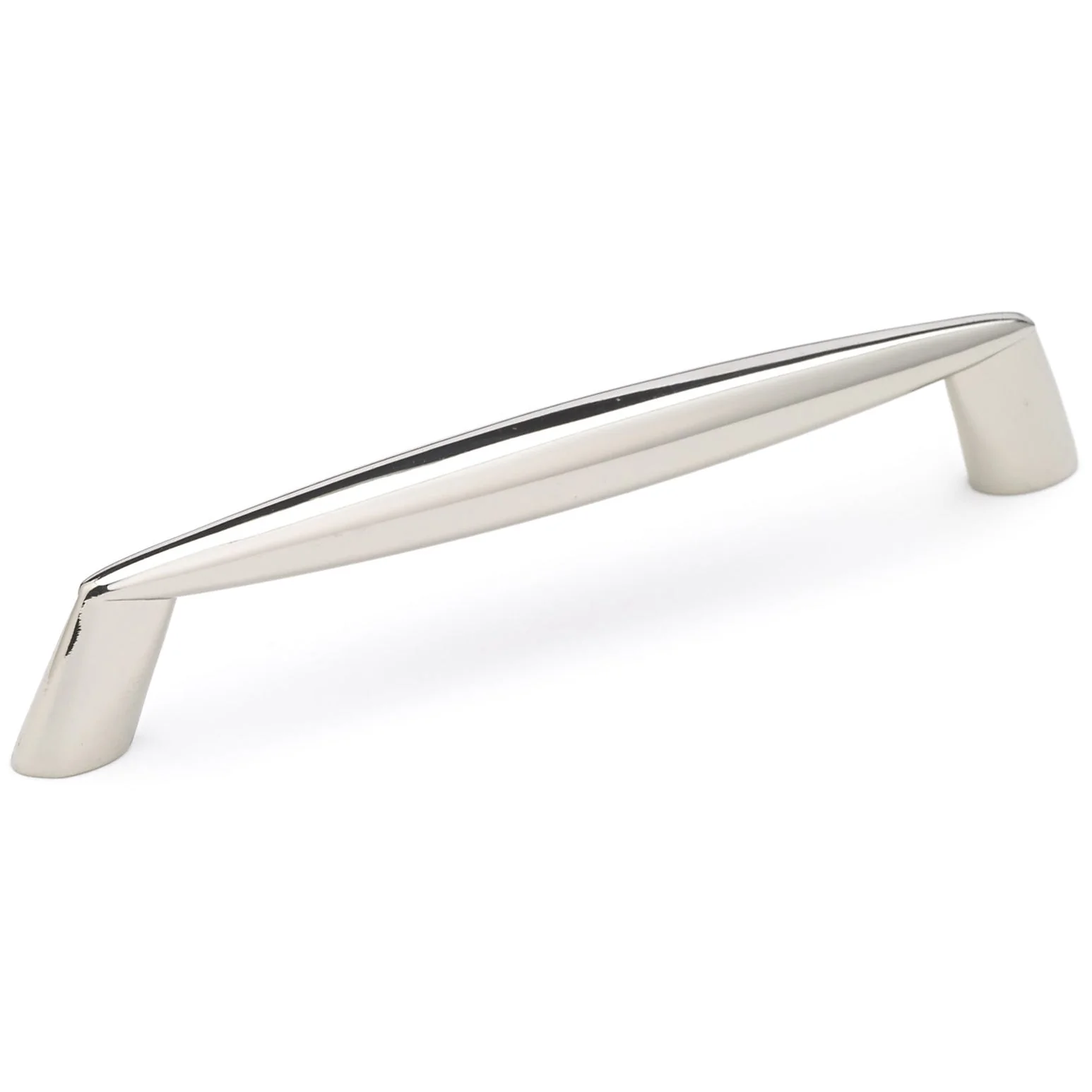 Sleek Contemporary Metal Pull with Tapered Lines - Polished Nickel - 5-1/16" Center-to-Center - 5-7/8" L - Image 1